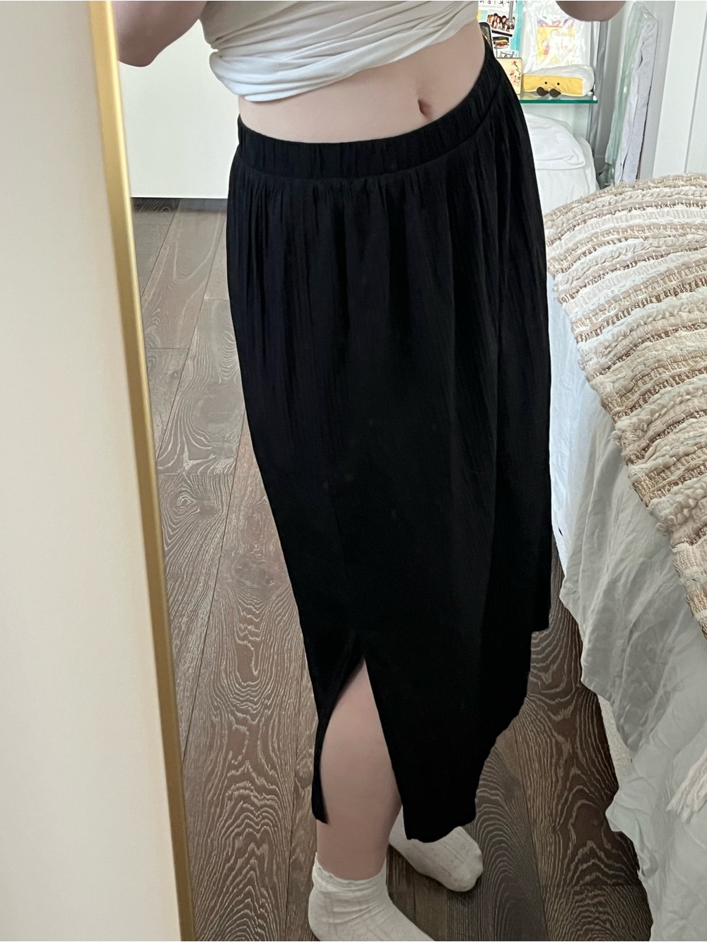 Black Wilfred Aritzia Midi Skirt with Side Slit